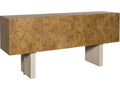 Edge Buffet in Camel with Travertine Base and Satin Brass Accents