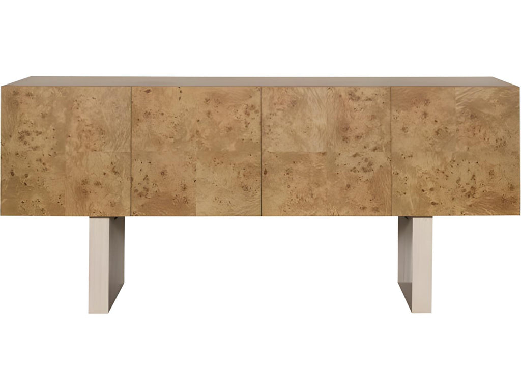 Edge Buffet in Camel with Travertine Base and Satin Brass Accents