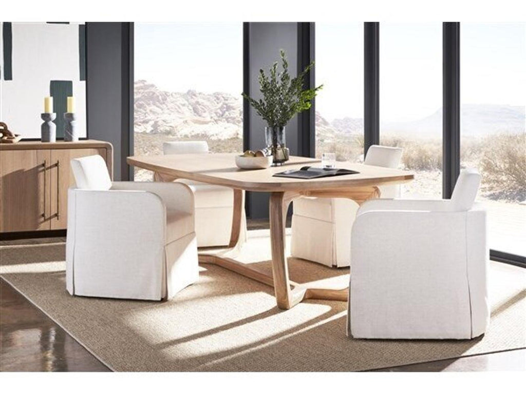 Form 98-Inch Rectangular Trestle Dining Table in Wheat Oak