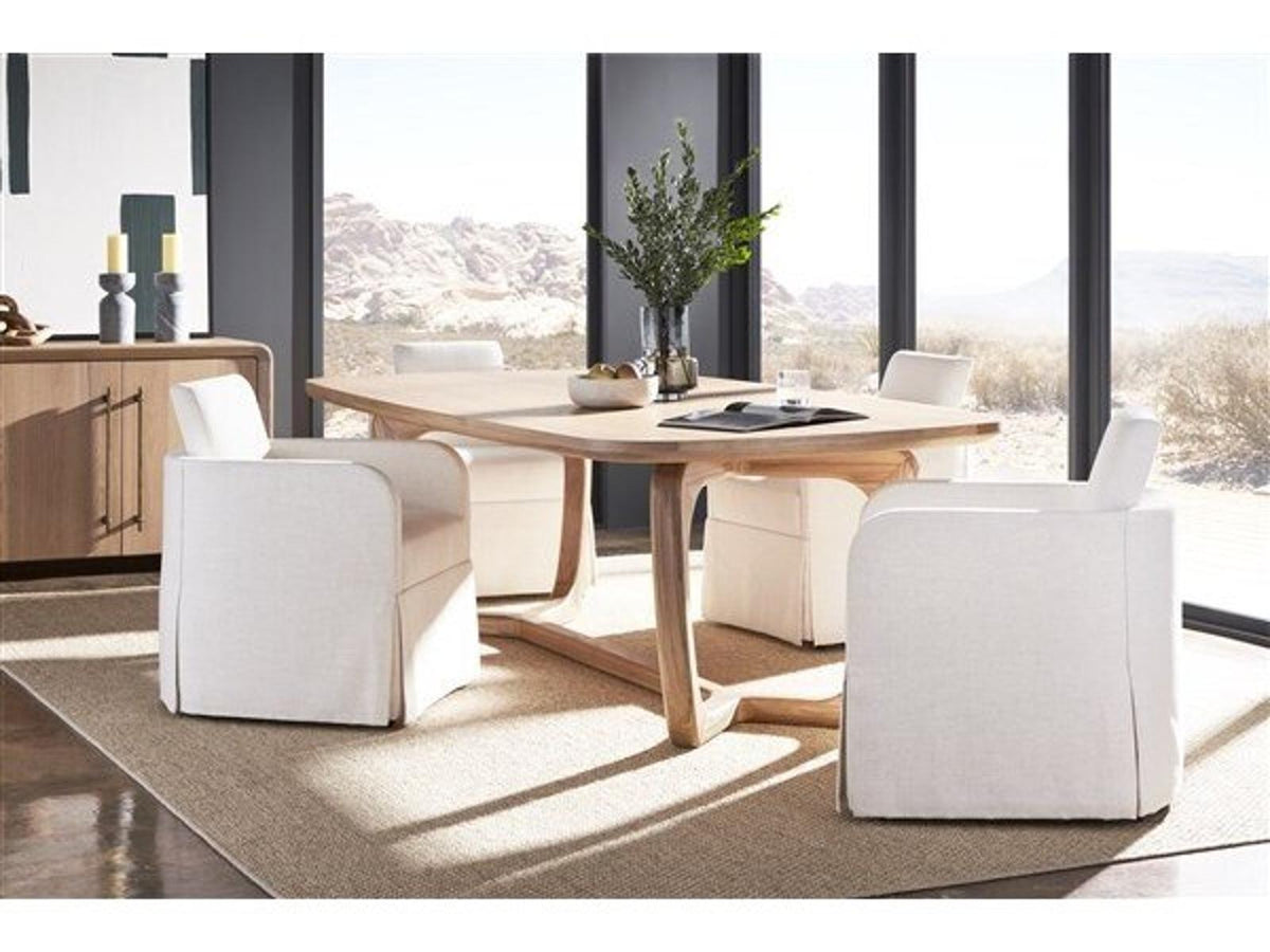 Form 98-Inch Rectangular Trestle Dining Table in Wheat Oak