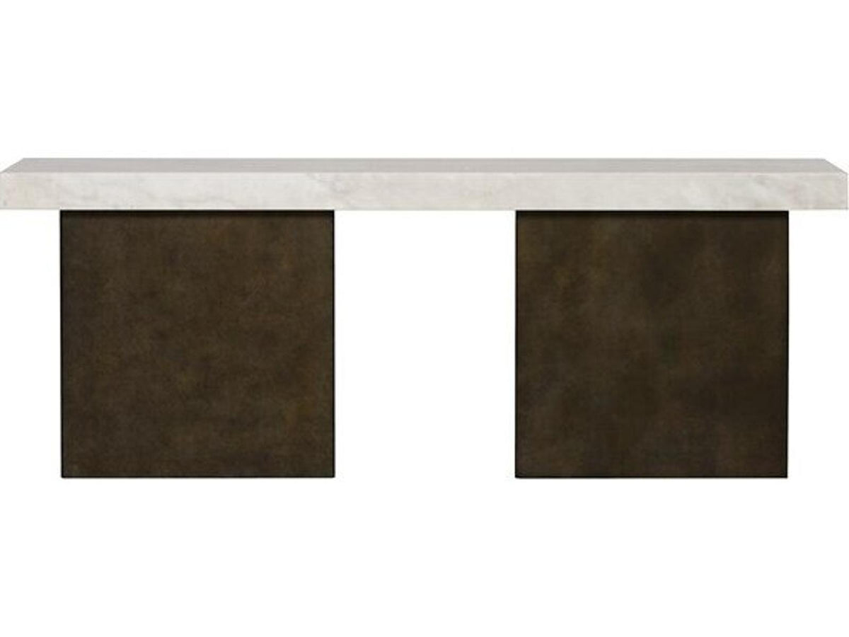 Santa Cruz Rectangle Marble Console Table with Dark Bronze Base