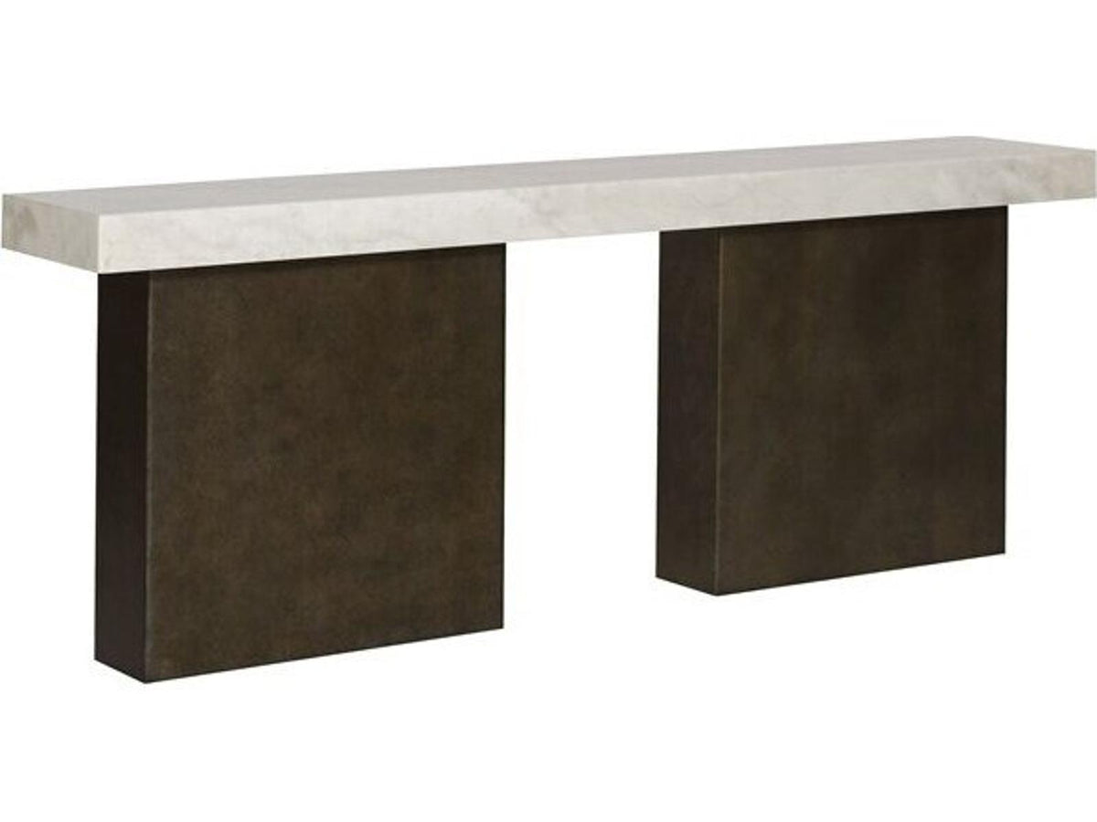 Santa Cruz Rectangle Marble Console Table with Dark Bronze Base