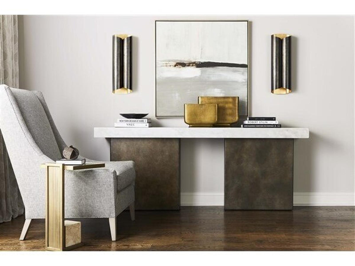 Santa Cruz Rectangle Marble Console Table with Dark Bronze Base