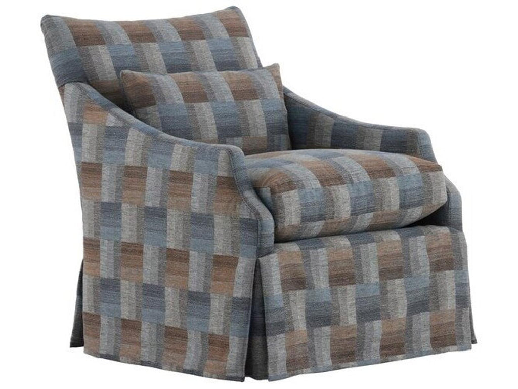 Gulley Fabric Swivel Glider Accent Chair with Waterfall Skirt