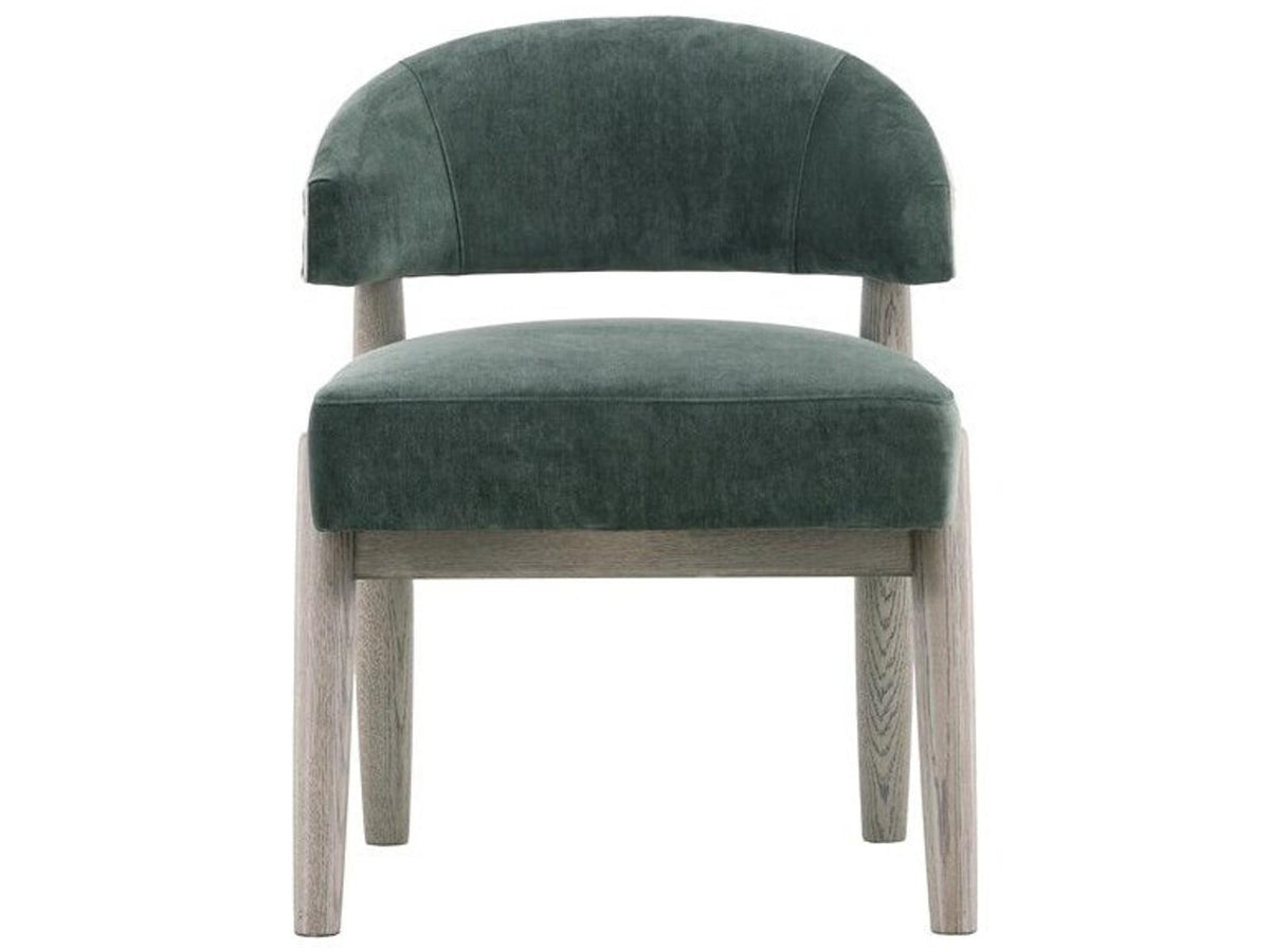 Waverly Pine Wood Green Velvet Upholstered Armless Dining Chair