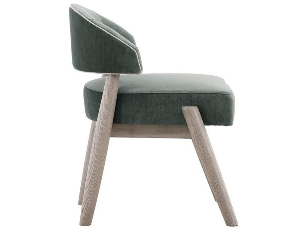 Waverly Pine Wood Green Velvet Upholstered Armless Dining Chair