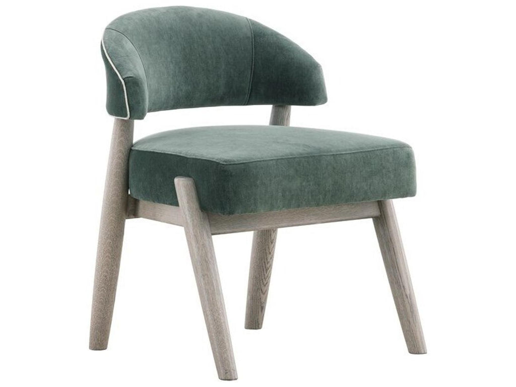Waverly Pine Wood Green Velvet Upholstered Armless Dining Chair