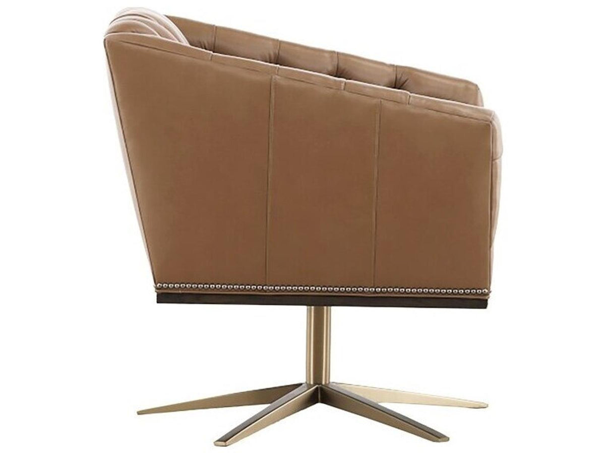 Michael Weiss Ashton Swivel Accent Chair in Brown Leather