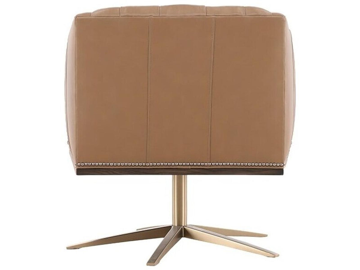 Michael Weiss Ashton Swivel Accent Chair in Brown Leather