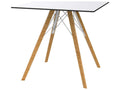 Faz Wood Square Plastic Dining Table in Black with Beech Wood Legs