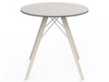 Faz Wood Round Dining Table White Plastic Top Beech Wood Legs