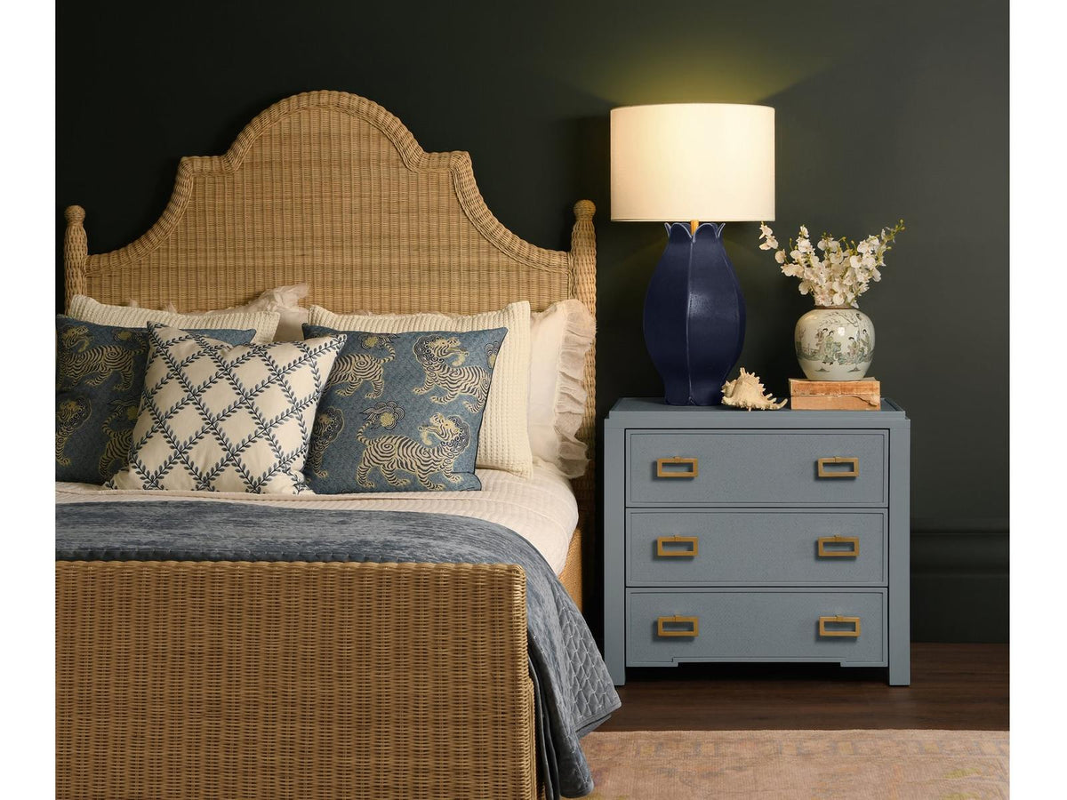 Radley 3-Drawer Side Table with Matte Light Blue Frame