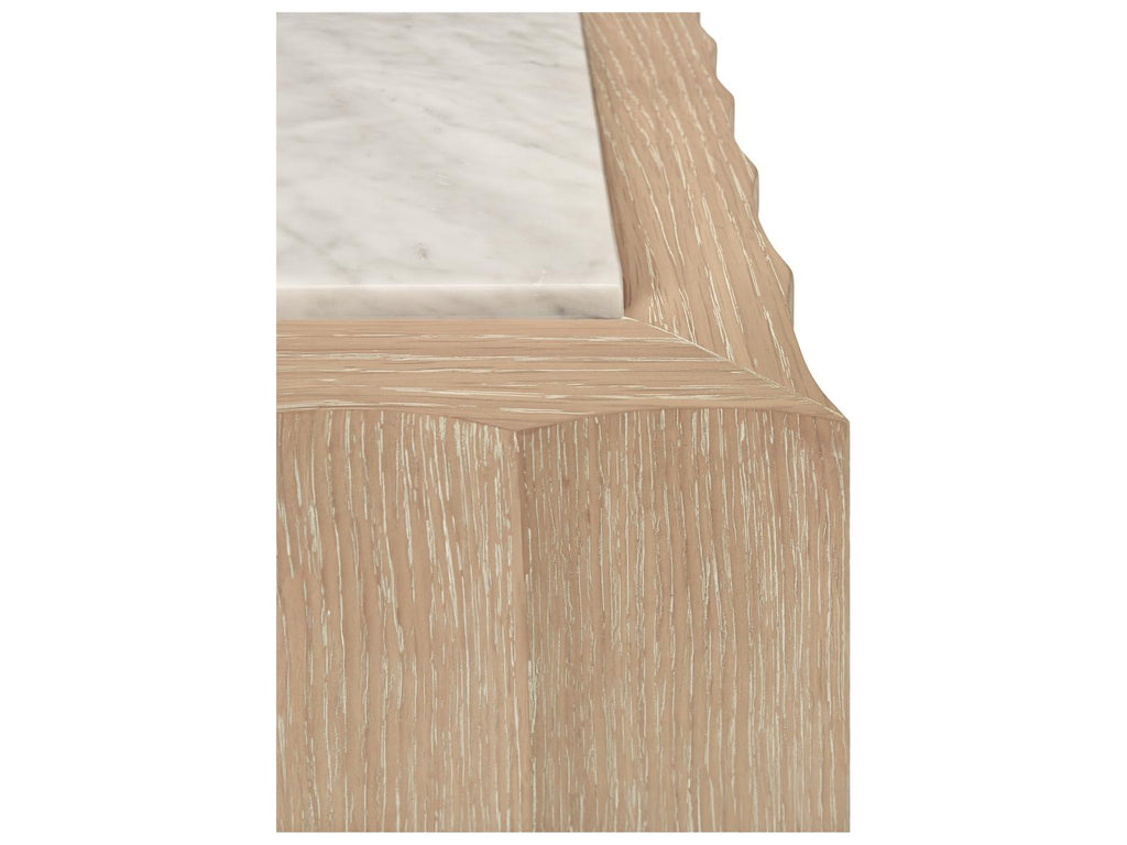 Granger Square Coffee Table in Cerused Oak with White Carrara Marble Top