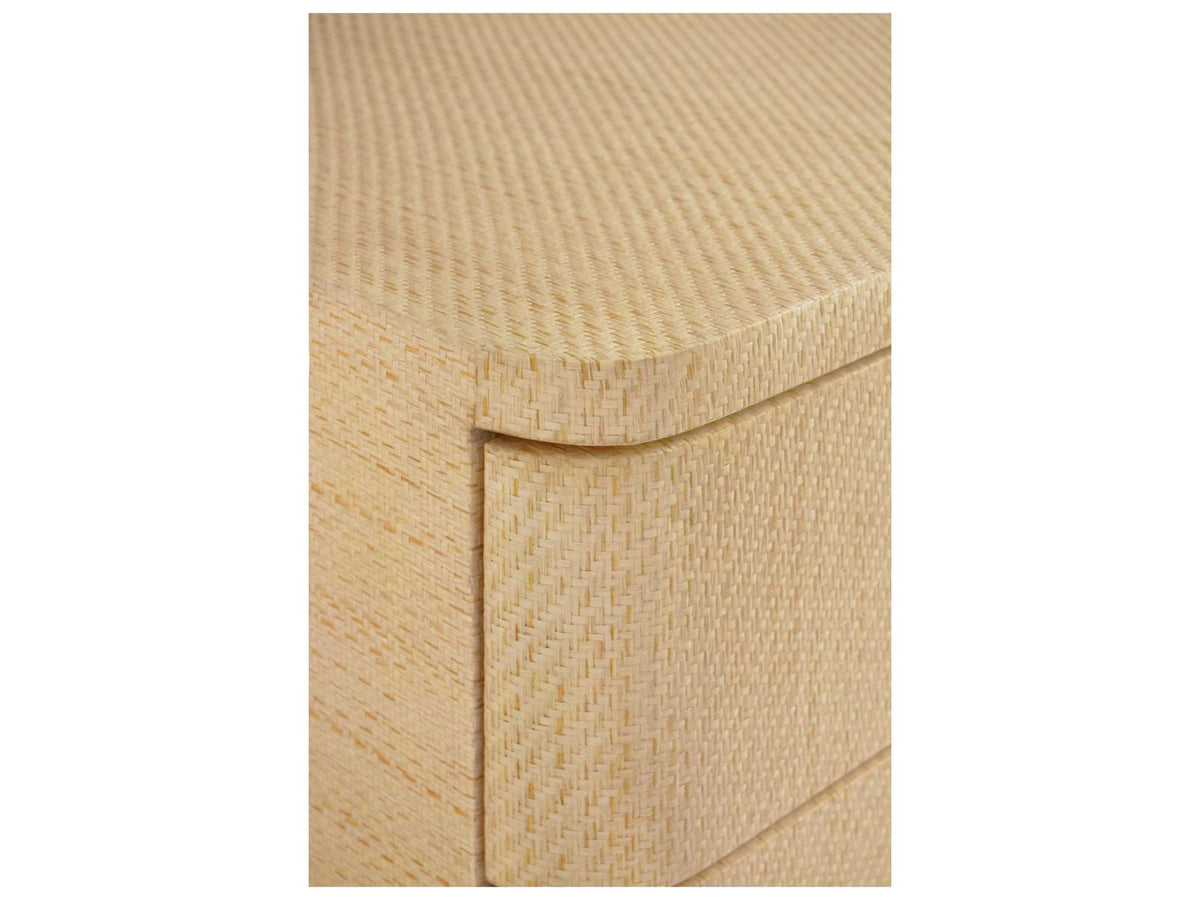 Kilmer Six-Drawer Dresser in Natural Grasscloth with Brass Beetle Knobs