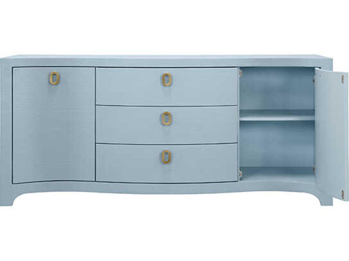 Paulina Curved Front 2-Door 3-Drawer Buffet in Light Blue Linen
