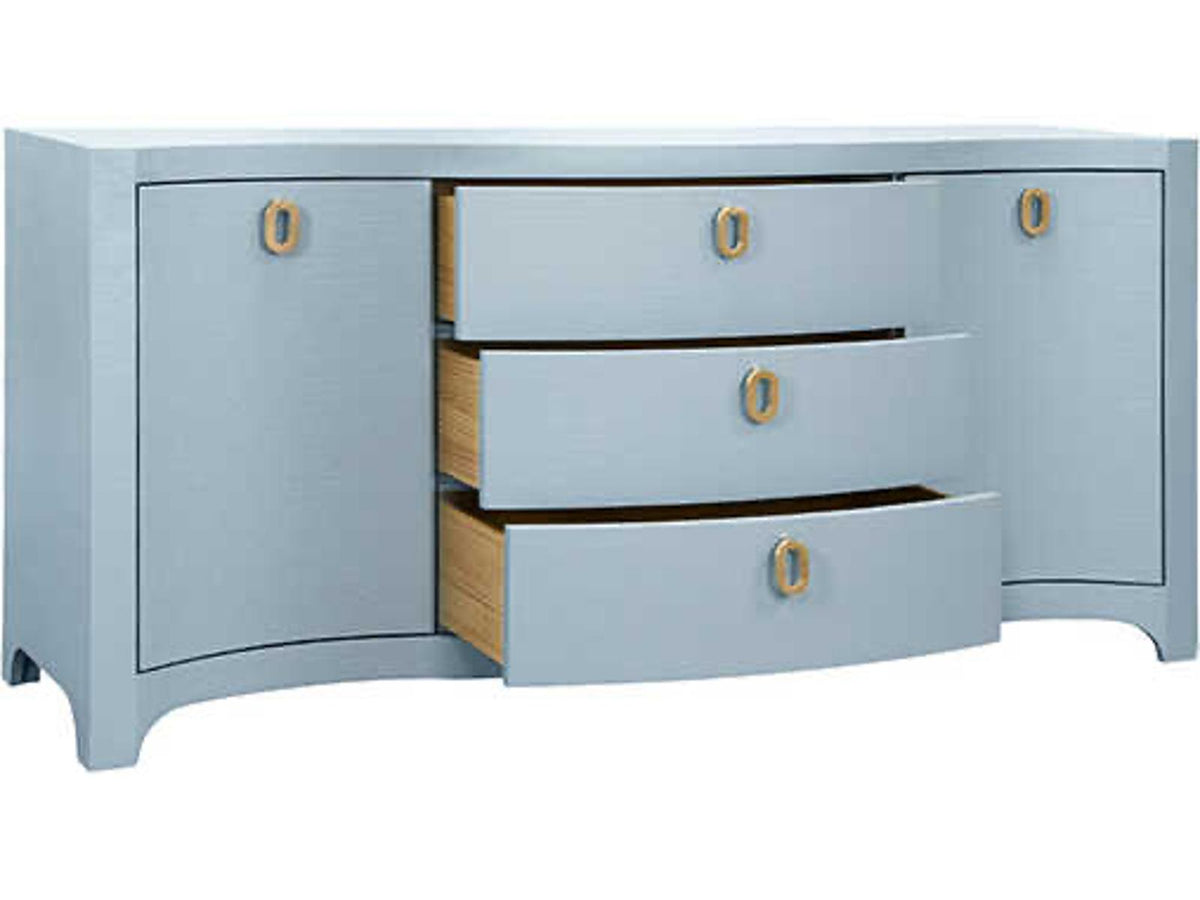 Paulina Curved Front 2-Door 3-Drawer Buffet in Light Blue Linen