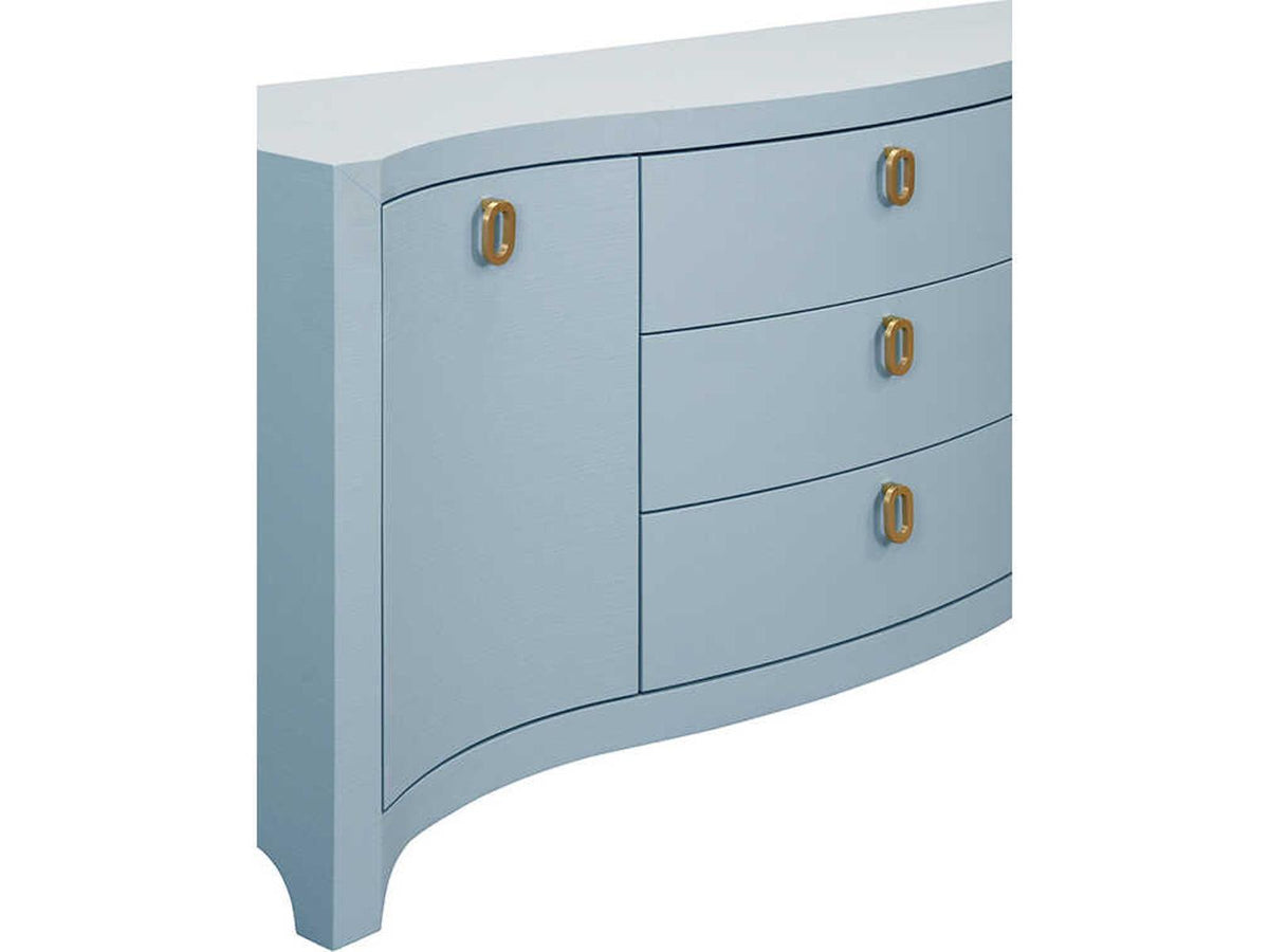 Paulina Curved Front 2-Door 3-Drawer Buffet in Light Blue Linen