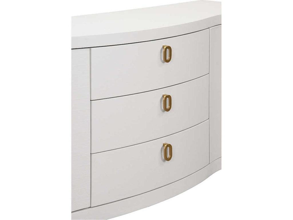 Paulina 2 Door 3 Drawer Textured Linen Buffet in White with Brass Pulls