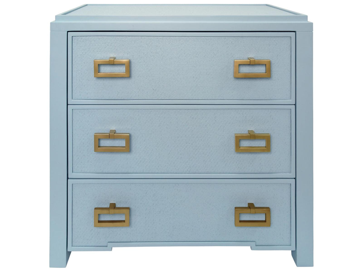 Radley 3-Drawer Side Table with Matte Light Blue Frame