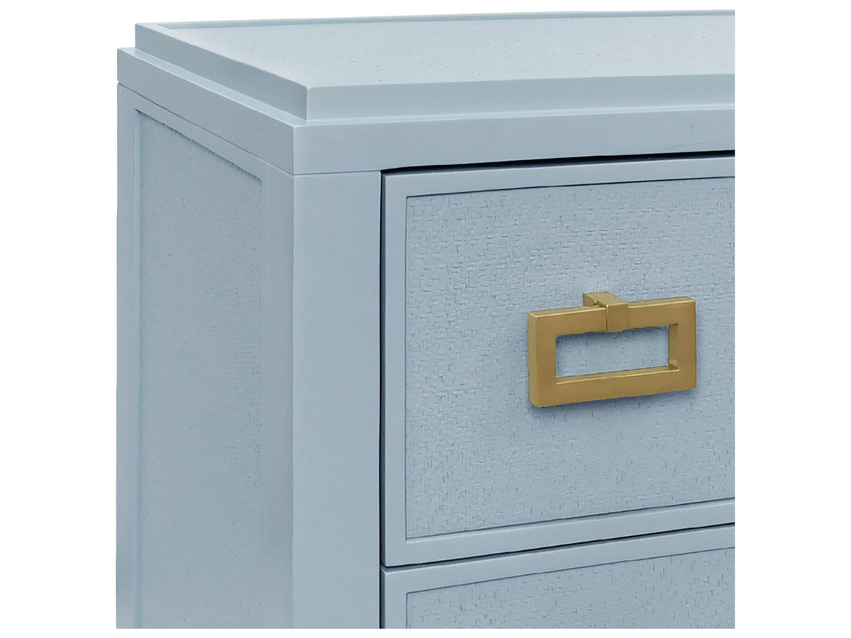 Radley 3-Drawer Side Table with Matte Light Blue Frame
