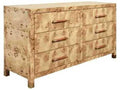 Winchester Six-Drawer Chest with Rattan Handles in Burl Wood