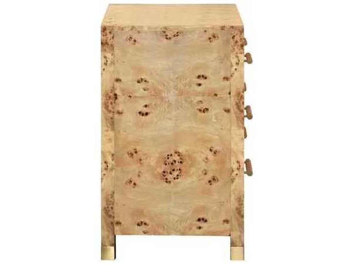 Winchester Six-Drawer Chest with Rattan Handles in Burl Wood