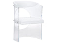 Baran Barrel Back Leather White Upholstered Arm Dining Chair
