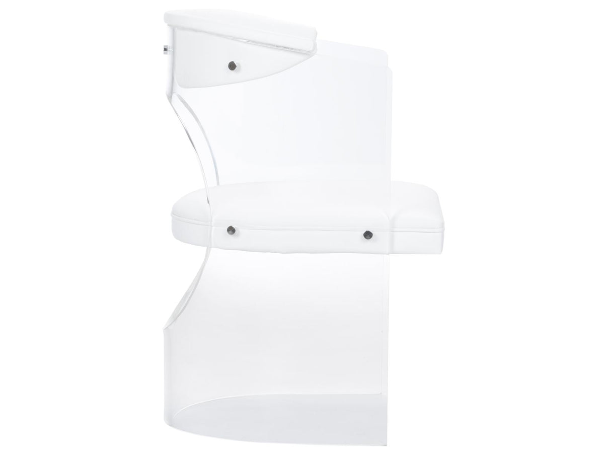Baran Barrel Back Leather White Upholstered Arm Dining Chair