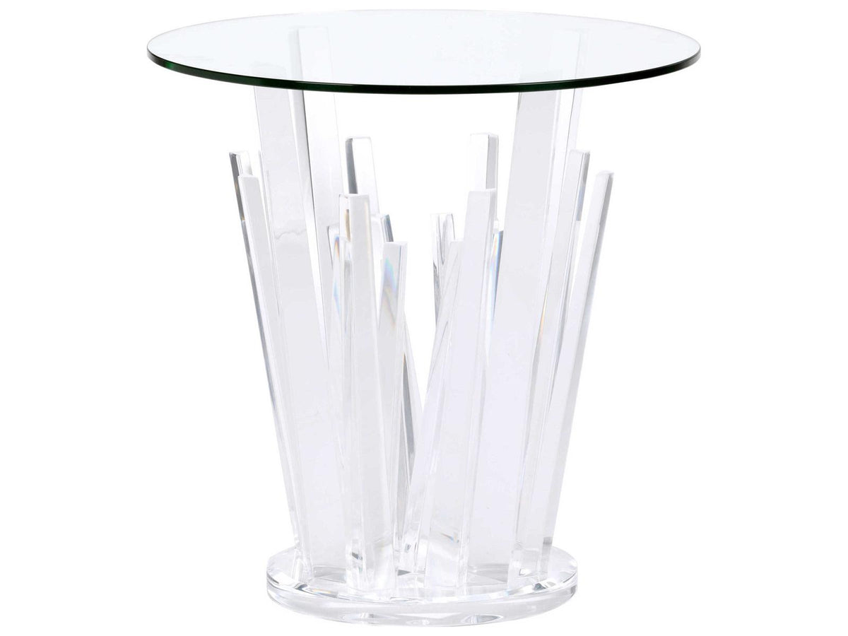 Geode Round Glass Clear End Table