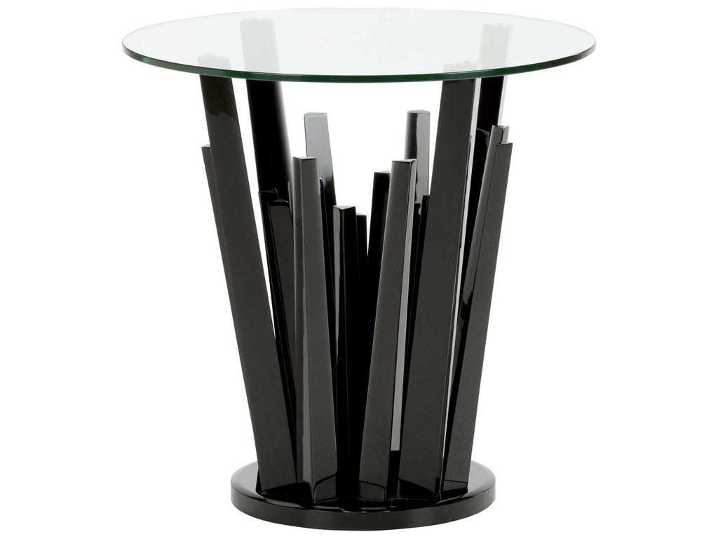 Geode Round Glass Black End Table