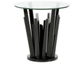 Geode Round Glass Black End Table