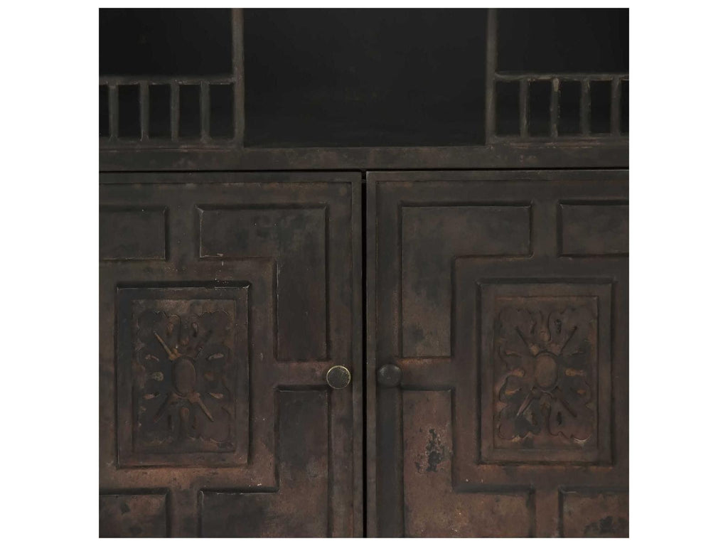 Esme Metal Buffet with Glass Doors in Rustic Grey