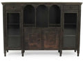 Esme Metal Buffet with Glass Doors in Rustic Grey