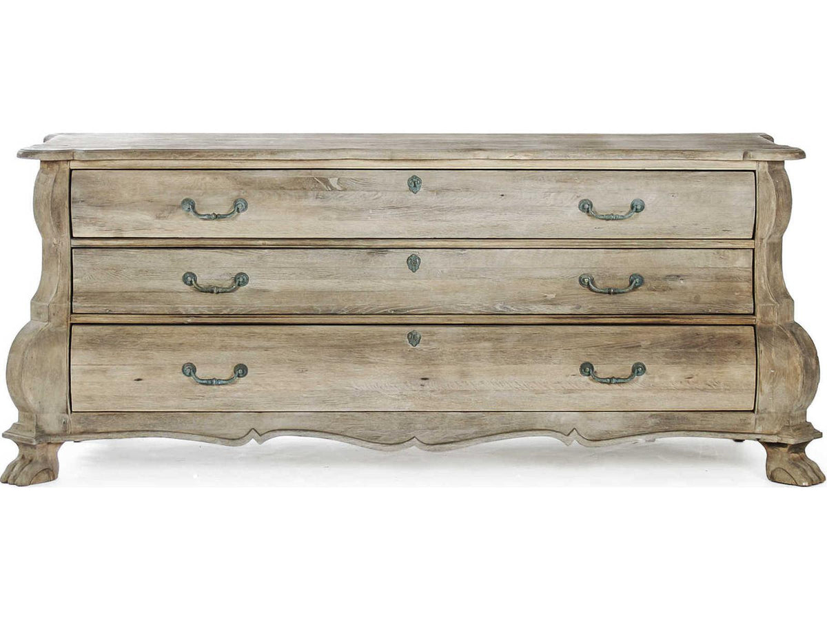 3-Drawers Natural Beech Wood Dresser