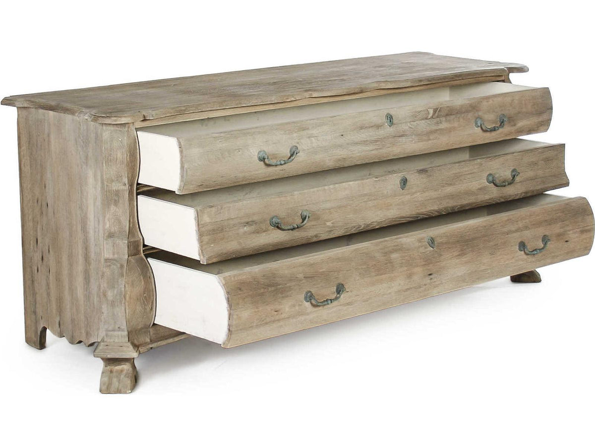 3-Drawers Natural Beech Wood Dresser