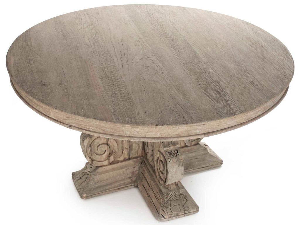 Adam 55-Inch Round Dining Table in Weathered Elm and Poplar