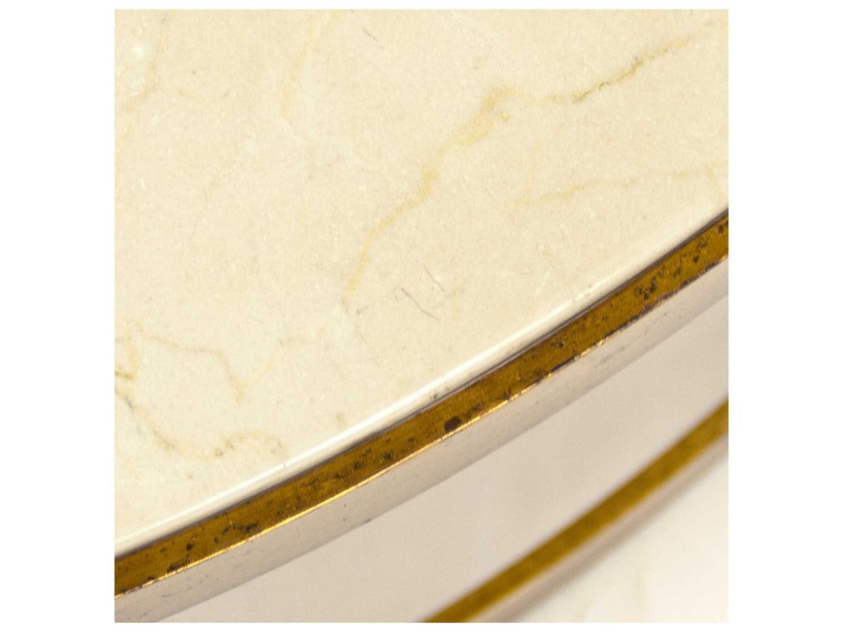 Fae Round Nesting Coffee Table Set Gold Leaf Metal Cream Marble