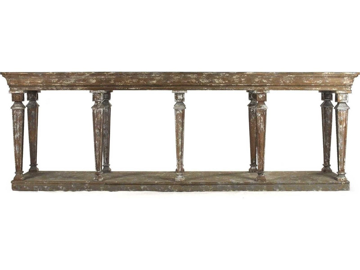Colin Rectangular Console Table Distressed Umber Brown Pine Birch