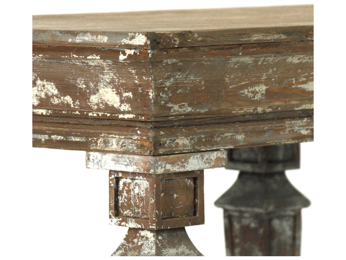 Colin Rectangular Console Table Distressed Umber Brown Pine Birch