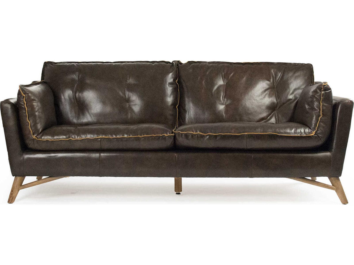 Juste 4-Seat Top-Grain Leather Sofa in Dark Brown