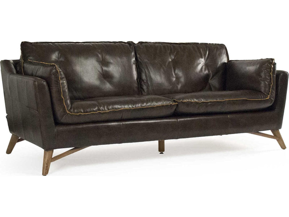 Juste 4-Seat Top-Grain Leather Sofa in Dark Brown