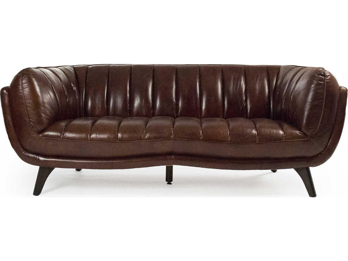 Brice 3-Seat Top Grain Leather Sofa in Brown