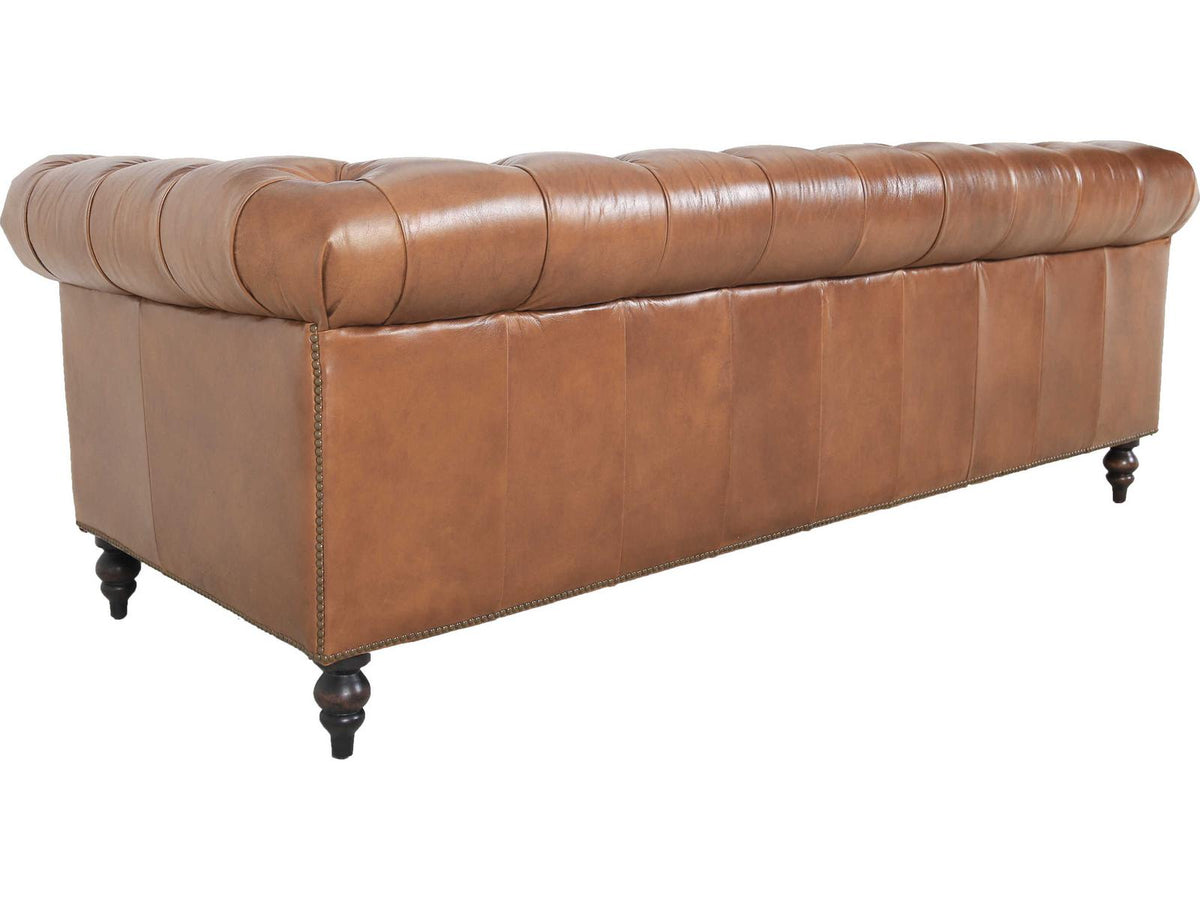Arthur 3-Seat Top-Grain Leather Chesterfield Sofa in Brown