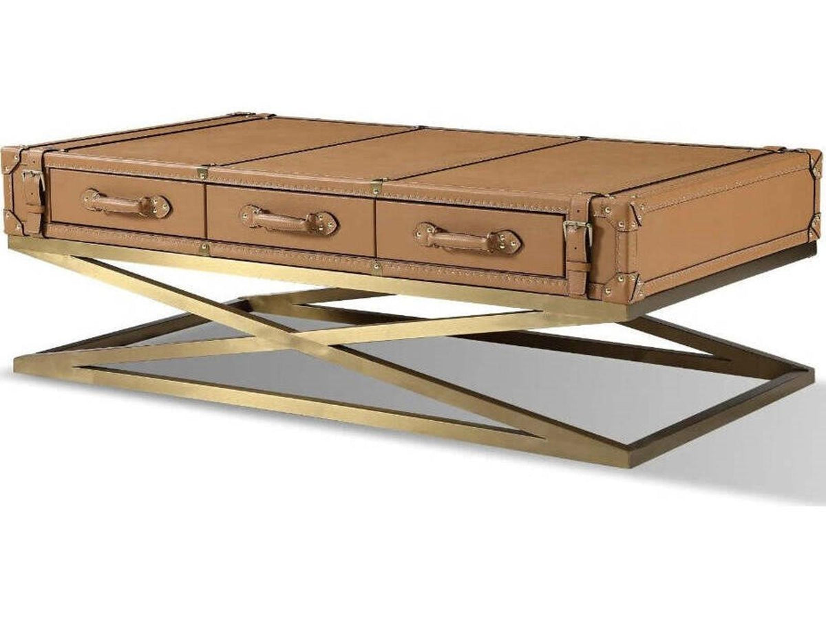 Carlo Rectangular Metal Brown Coffee Table