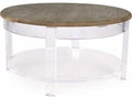 Beau Round Coffee Table in Weathered Oak and Acrylic