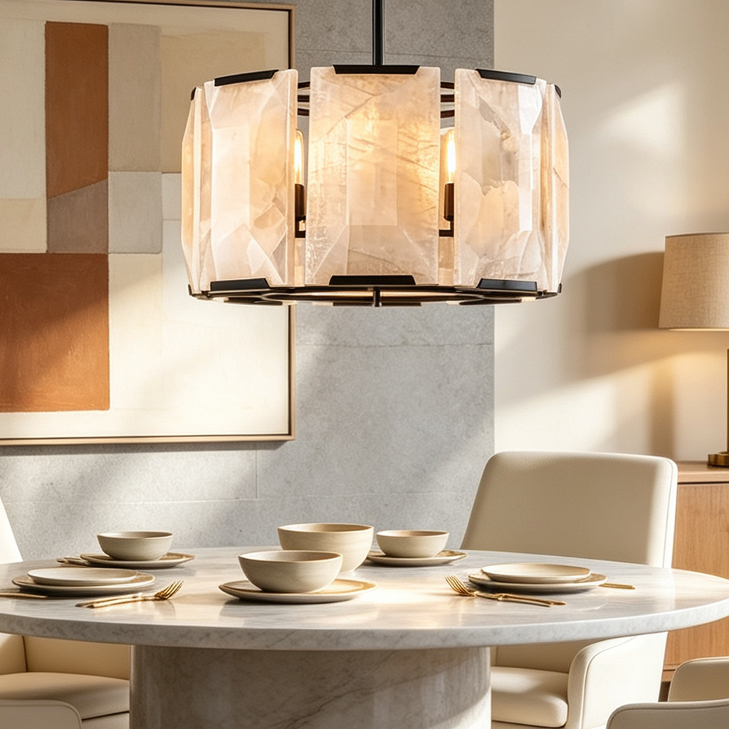 Harlow Calcite Round Chandelier D19"