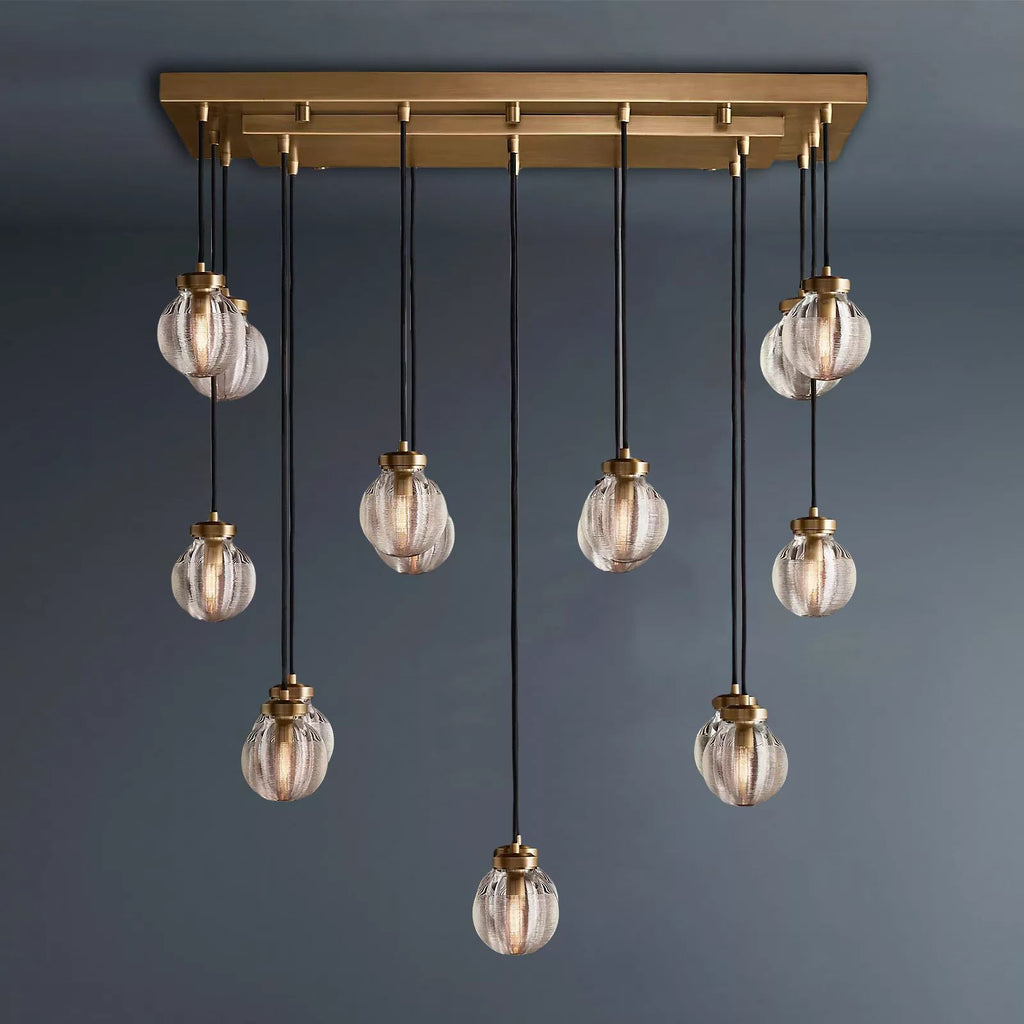 Pearl Linear Chandelier Vintage Light Fixture 36"