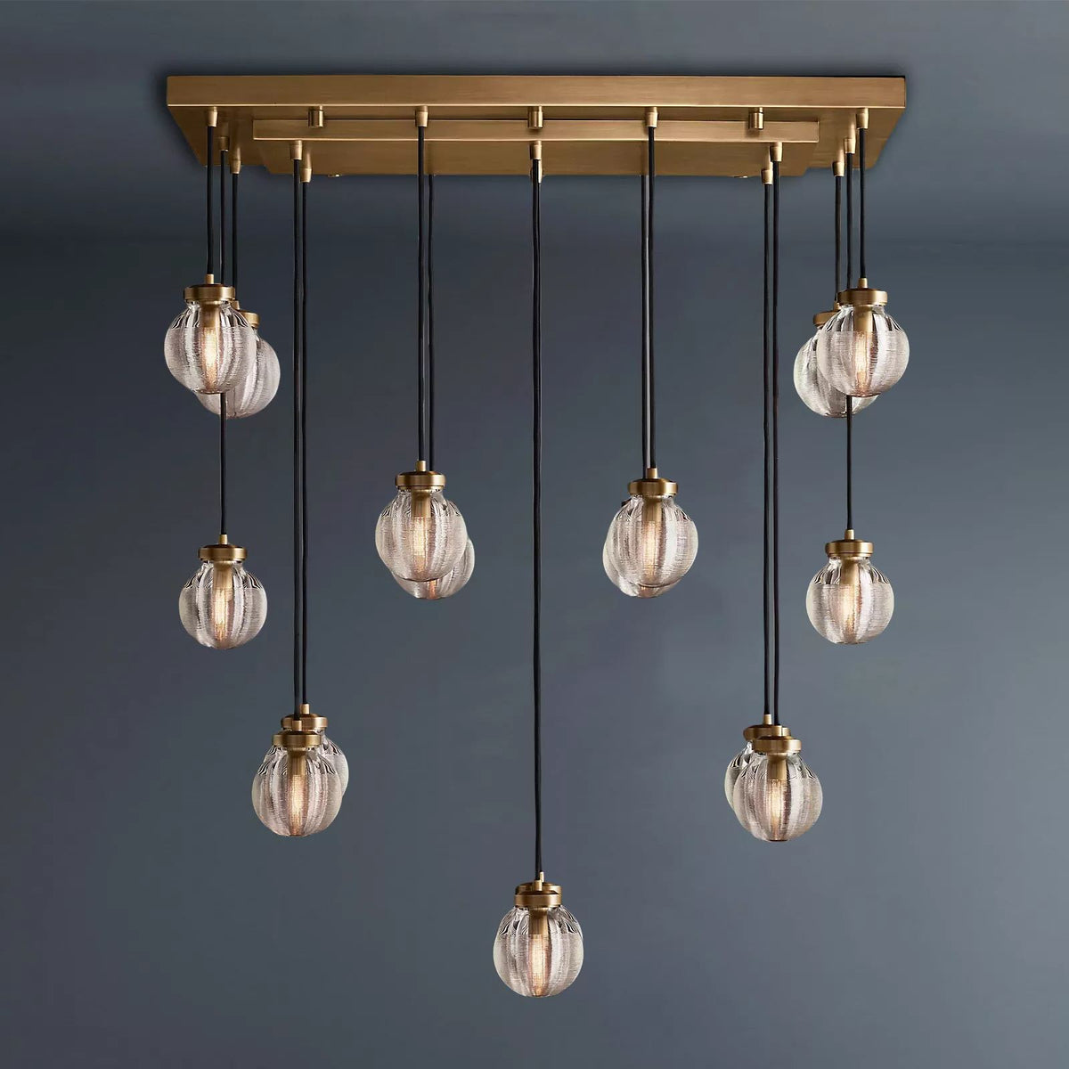 Pearl Linear Chandelier Vintage Light Fixture 36"