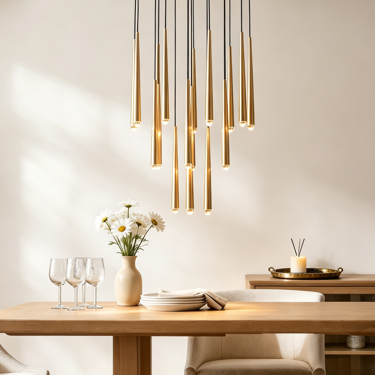 Aquinas Tapered Tubular Round Chandelier 30" For Kitchen Island Chandelier