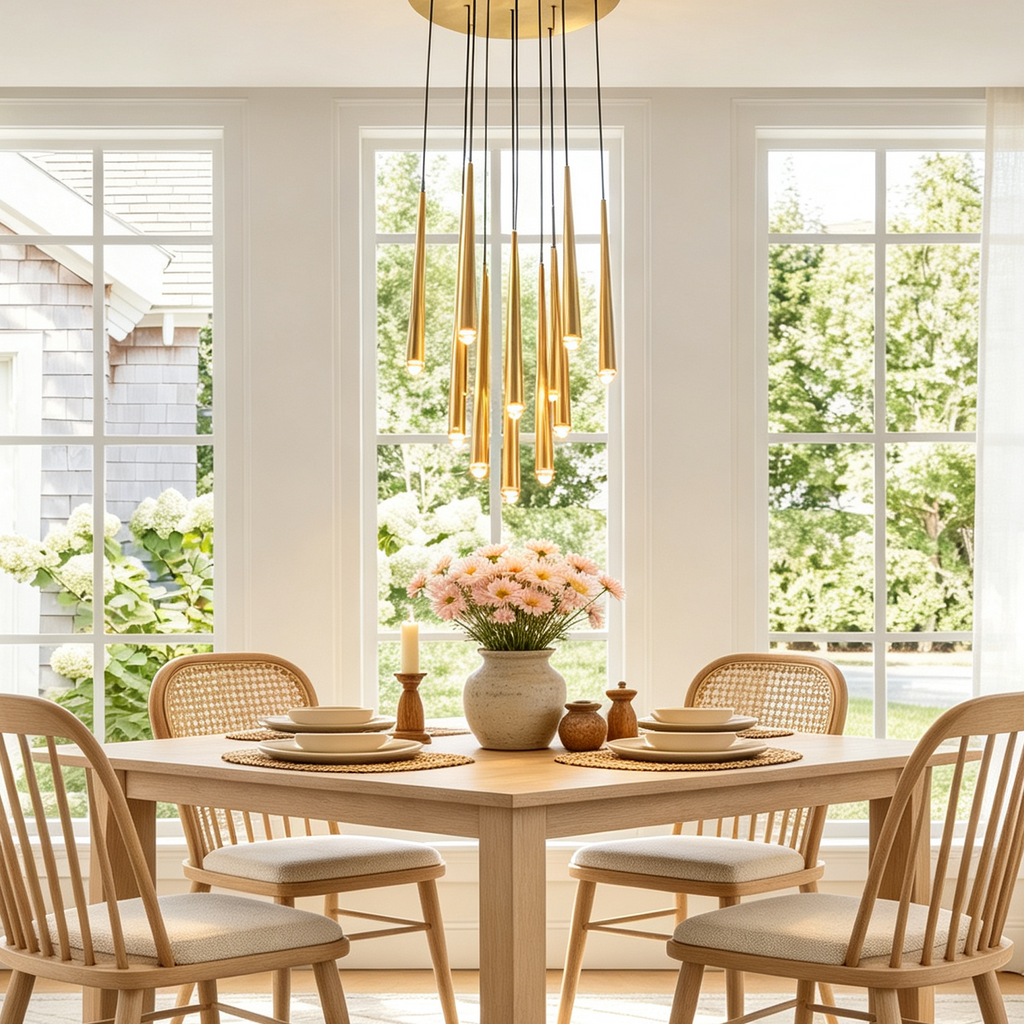 Aquinas Tapered Tubular Round Chandelier 24" For Kitchen Island Chandelier